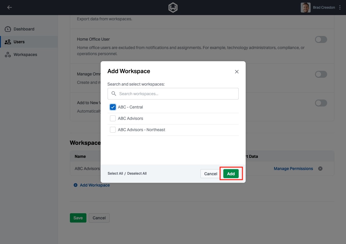 Select workspaces and add .jpeg